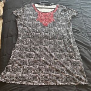 THML Stylish Black and White Women's Dress with Red Accents 3x